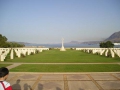 Looking across the marble and limestone forecourt
