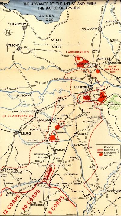 Map showing the plan for Operation Market Garden and the Battle of Arnhem